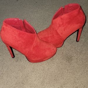 Red ankle booties